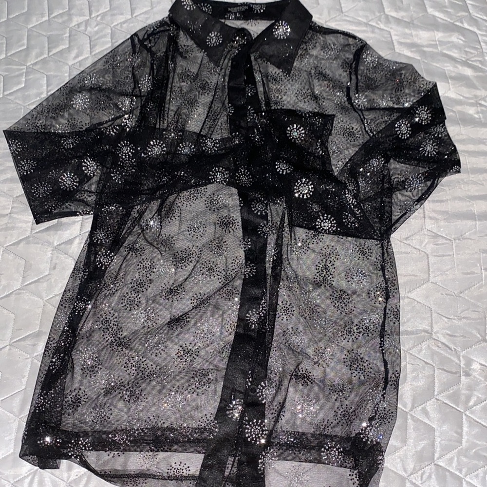 Mission see through sparkly top size large in good condition